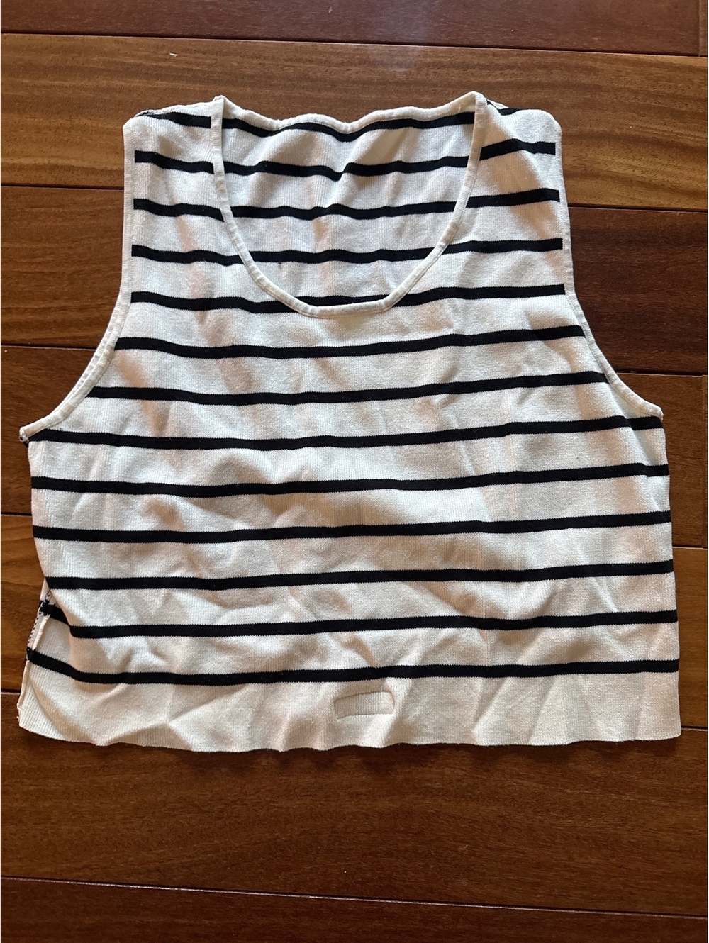 Striped Black and White Sleeveless Crop Tank Top